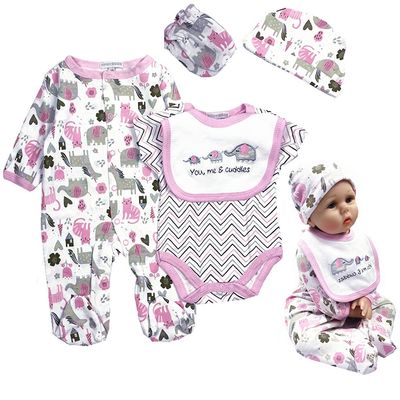 Reborn Baby Girl Doll Clothes 22 inch Newborn Outfits Accesories Elephant 5 Piece Set for 20-22 inch Reborn Doll Matching Clothing