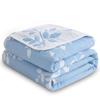 TOLLION Organic Swaddle Blankets Baby Receiving Blankets,Cotton Blankets for Adults, Toddler, Boys and Girls, Warm Soft Blankets and Throws for Bed, Couch, Sofa, Outdoor(Blue Leaves,78" L x 59" W) view 1