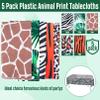 5 Pack Animal Safari Tablecloth,Zoo Print Table Cover,Jungle Animal Theme Leopard Tiger Zebra Giraffe Palm Leaf Print Tablecloth Party Supplies for Zoo Jungle Safari Theme Birthday Party Baby Showers view 4