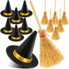 ZHWKMYP 14Pcs Mini Witch Hat, Small Black Witch Hats for Crafts Halloween Party Decor view 1