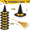 ZHWKMYP 14Pcs Mini Witch Hat, Small Black Witch Hats for Crafts Halloween Party Decor view 3