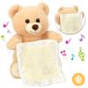 Hopearl Peek A Boo Bear with Security Blanket Interactive Repeats What You Say Plush Teddy Bear Toy Musical Singing Talking Stuffed Animal Adorable Electric Animate Birthday Festival, Beige, 11'' view 1