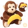 Hopearl Peek A Boo Monkey with Banana Interactive Repeats What You Say Plush Toy Musical Singing Talking Stuffed Animal Adorable Electric Animate Birthday Festival, Brown, 11'' view 1