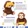 Hopearl Peek A Boo Monkey with Banana Interactive Repeats What You Say Plush Toy Musical Singing Talking Stuffed Animal Adorable Electric Animate Birthday Festival, Brown, 11'' view 4
