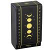 BWTY Best wishes to you Tarot cards holder, Leather Tarot Card Case/box, suitable for Standard size tarot cards (2.75in x 4.75in)-Moon Phase Design (Gold) view 1