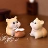 MAOMIA 7 Pcs Mini Hamster Figures Animal Toy Cake Toppers, Fairy Garden Decor Miniature Hamster Figurines Collection Playset for Christmas Birthday Gift Cake Decorations view 3