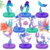 10 Pcs Mermaid Party Supplies Mermaid Birthday Honeycomb Centerpieces for Under The Sea Party Decorations Table Honeycomb for Ocean Theme Birthday Baby Shower Wedding Favors view 1