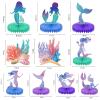 10 Pcs Mermaid Party Supplies Mermaid Birthday Honeycomb Centerpieces for Under The Sea Party Decorations Table Honeycomb for Ocean Theme Birthday Baby Shower Wedding Favors view 2