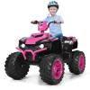 OLAKIDS 12V Kids Ride On ATV, 4 Wheeler Electric Vehicle for Toddlers, Battery Powered Motorized Quad Toy Car for Boys Girls with LED Lights, Music, Horn, High Low Speed, Soft Start (Pink) view 1