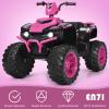 OLAKIDS 12V Kids Ride On ATV, 4 Wheeler Electric Vehicle for Toddlers, Battery Powered Motorized Quad Toy Car for Boys Girls with LED Lights, Music, Horn, High Low Speed, Soft Start (Pink) view 3