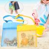 cdar Children Mesh Beach Toy Bag, Kids Seashell Bags,Multifunctional Foldable Storage Bag w/Adjustable Shoulder Strap for Kids Hunting Shells in The Sand Rose Red view 2