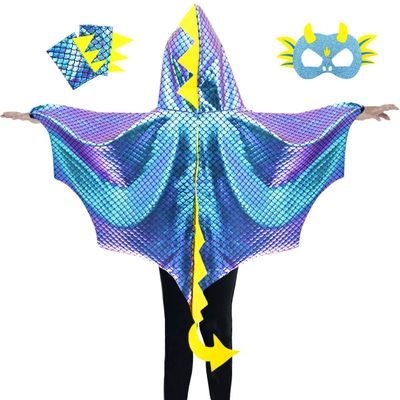 IROLEHOME Dragon-Wings-Costume for Kids Dinosaur Toys Dragon-Cape Mask Gloves Toddler Boys Dress-Up Christmas Birthday Gifts