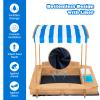 Costzon Kids Wooden Sandbox with Canopy, 50x46in Cedar Cabana Sandpit w/Ground Liner, 2 Toy Storage Boxes, Children Outdoor Playset Station for Backyard, Home, Lawn, Garden, Beach view 4