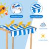 HONEY JOY Kids Sandbox with Canopy, Wooden Bottomless Sand Pit w/Liner, 2 Storage Bins and Striped Canopy, Built in Benches, Outdoor Square Sand Boxes for Kids Backyard view 2