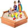 HONEY JOY Sandbox with Cover, Cedar Bottomless Sand Pit for Backyard Patio Lawn Garden, Bottom Liner, 3 Bench Seats, Wooden Sand Boxes for Kids Outdoor with Lid, Gift for Boys Girls 3+ view 1