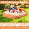 HONEY JOY Sandbox with Cover, Cedar Bottomless Sand Pit for Backyard Patio Lawn Garden, Bottom Liner, 3 Bench Seats, Wooden Sand Boxes for Kids Outdoor with Lid, Gift for Boys Girls 3+ view 2
