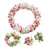 BESTOYARD Flower Necklace 4 Pcs Hawaiian Luau Flower Leis Necklace Bracelets Headband Set Tropical Luau Party Supplies for Hawaii Birthday Party Favors Beach Theme Party Decor Green Hawaiian Leis view 1