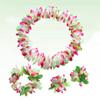 BESTOYARD Flower Necklace 4 Pcs Hawaiian Luau Flower Leis Necklace Bracelets Headband Set Tropical Luau Party Supplies for Hawaii Birthday Party Favors Beach Theme Party Decor Green Hawaiian Leis view 2