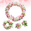 BESTOYARD Flower Necklace 4 Pcs Hawaiian Luau Flower Leis Necklace Bracelets Headband Set Tropical Luau Party Supplies for Hawaii Birthday Party Favors Beach Theme Party Decor Green Hawaiian Leis view 4