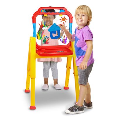 Crayola Triple-The-Fun See-Thru Easel Transparent Painting Board Indoor/Outdoor Weather Resistant Art Station Easy Clean Includes Paint Supplies