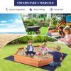 Costzon Sandbox, 73" x 64" Hexagon Sand Pit w/Natural Cedar Wood, Seat Boards, Oxford Cover and Ground Liner for 4-6 Children to Play Outdoors, Backyard, Lawn, Beach, Kids Sandbox with Cover view 2