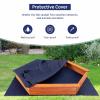 Costzon Sandbox, 73" x 64" Hexagon Sand Pit w/Natural Cedar Wood, Seat Boards, Oxford Cover and Ground Liner for 4-6 Children to Play Outdoors, Backyard, Lawn, Beach, Kids Sandbox with Cover view 4