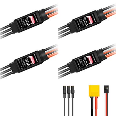 Flycolor 20A Brushless ESC, Motor Electric Speed Controller for Multi-Rotor DIY Drone with XT60 & 3.5mm Bullet Plugs (4 Pack)