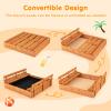 HONEY JOY Sandbox with Cover, 47x47 in Cedar Bottomless Sandpit for Backyard Deck Patio Lawn, 2 Foldable Bench for Sand Protection, Square Wooden Sand Boxes for Kids Outdoor with Lid view 3