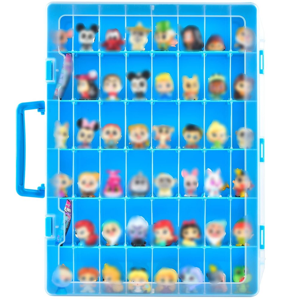 Display Case Compatible with Disney Doorables Collectible Mini Figures/ for MGA Entertainment Miniverse. Toys Storage Organizer Container for Multi Peek/ for Village Peek Characters (Box Only)- Blue