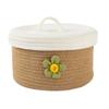 Cotton Rope Basket with Lid Small Woven Storage Baskets Decorative Hamper Nursery Covered Storage Bin Desktop Organizer for Shelves Kids Toy S view 1