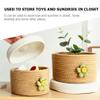 Cotton Rope Basket with Lid Small Woven Storage Baskets Decorative Hamper Nursery Covered Storage Bin Desktop Organizer for Shelves Kids Toy S view 4