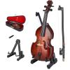 Joyzan Mini Bass Ornaments, Dollhouse Instrument Model Miniature Art Projects Bass Hobby Collectibles Gifts Pocket Featival Decoration with Stand Storage Box view 1