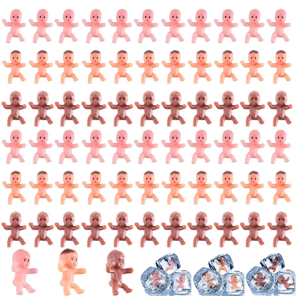 Gawertoy 240 PCS Mini Plastic Babies Dolls, 1 Inch Small King Cake Baby Figures Plastic Tiny Babies Figurines for Baby Shower Party Favors Ice Cube Game Party Decorations