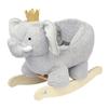 Manhattan Toy Plush Elephant Wooden Rocking Toy with Crown, Adjustable Seat Belt and Wooden Hand Grips Large view 1