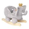 Manhattan Toy Plush Elephant Wooden Rocking Toy with Crown, Adjustable Seat Belt and Wooden Hand Grips Large view 2