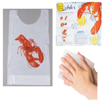 Oasis Supply, Lobster Bib, How to Eat Lobster Placemat, Butcher Paper Table Cover & Wet Wipe Bundle - 25 Disposable Bibs, Placemats, & Moist Towelettes for Crawfish Boil, Seafood Fest, or Home Dinner Party