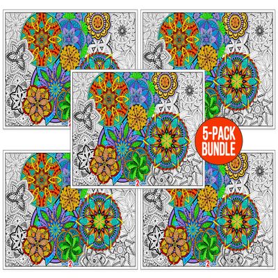 Stuff2Color Giant Coloring Poster Mandala Madness for Kids and Adults - Great for Family Time, Girls, Boys, Arts and Crafts, Adults, Care Facilities, Schools and Group Activities (5 Pack)