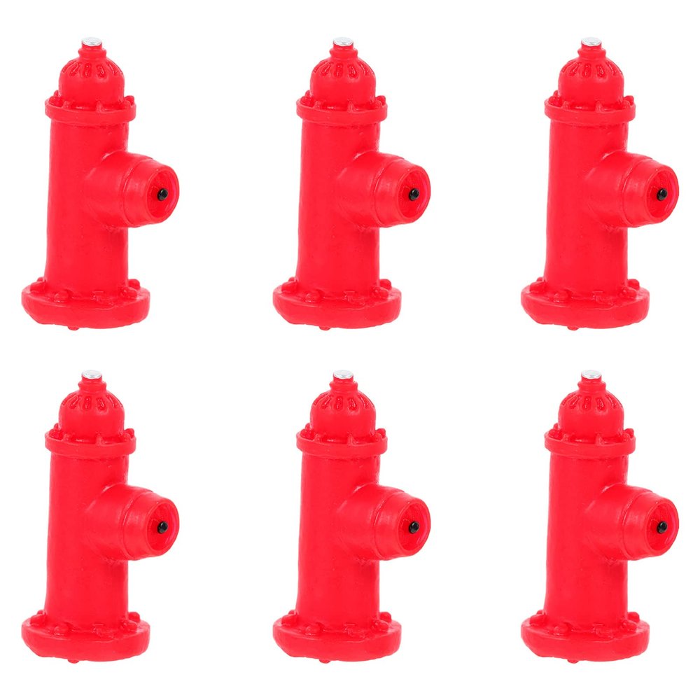 Toyvian Small Fire Hydrant Decor DIY Landscape Model Simulated Traffic Sign Miniature Firefighter Statue for Dollhouse and Garden Decoration