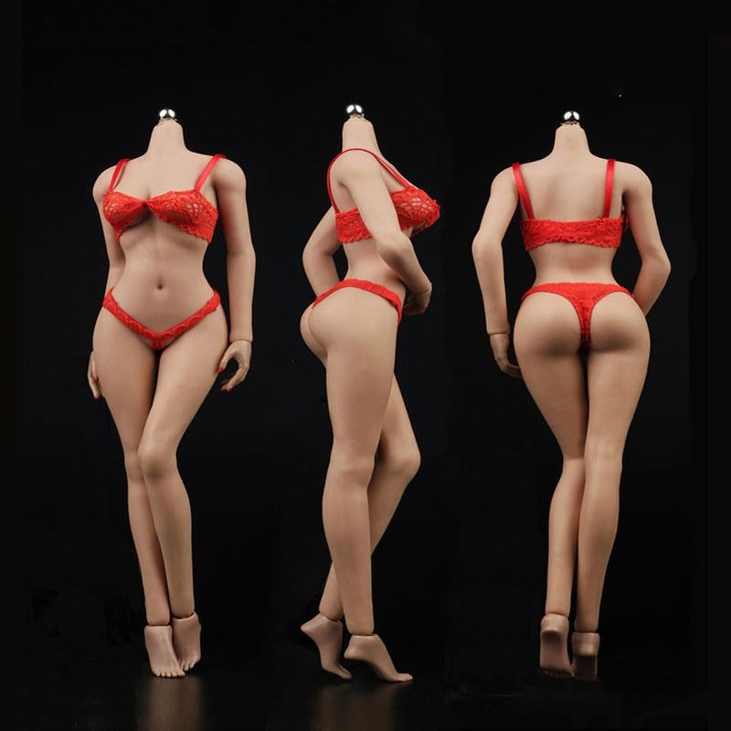 1/6 Scale Female Action Figure Body, Medium Bust, Super Flexible, Detachable Feet (Suntan Skin)