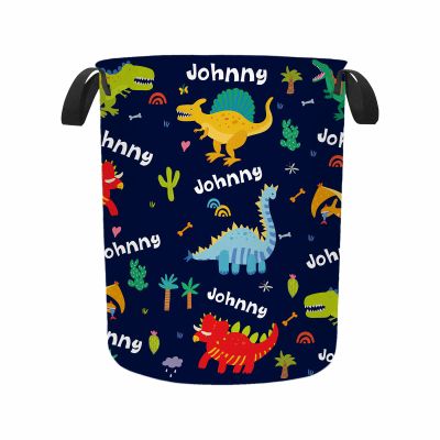 Custom Name Laundry Hamper, Personalized Dirty Clothes Hamper Basket with Name for Bathroom Bedrooms, Customized Name Circular Hamper with Handles Gifts for Boys Girls Men Women 15.7 * 19.6inch