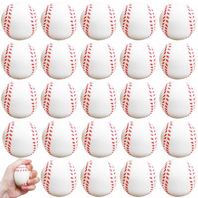 24 Pcs Baseball Stress Ball,2.5 Inch Mini Squeeze Foam Baseball,Relaxable Sports Ball for Themed Party Favors,School Prize,Anxiety Relief
