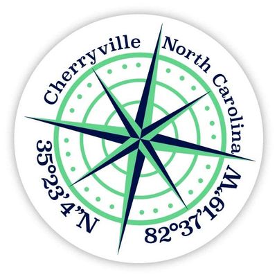 Cherryville North Carolina 2-Inch Vinyl Decal Sticker Latitude Longitude Compass Design