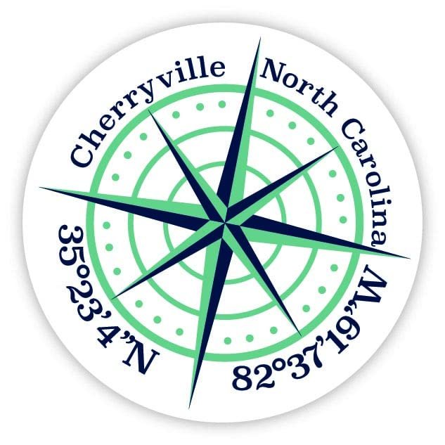 Cherryville North Carolina 2-Inch Vinyl Decal Sticker Latitude Longitude Compass Design