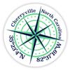 Cherryville North Carolina 2-Inch Vinyl Decal Sticker Latitude Longitude Compass Design view 1