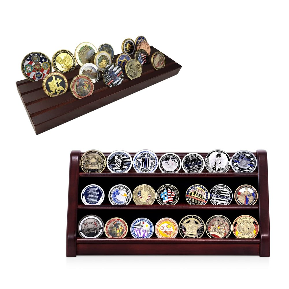 ASmileIndeep 4 Row Challenge Coin Holder & 3 Row Challenge Coin Display