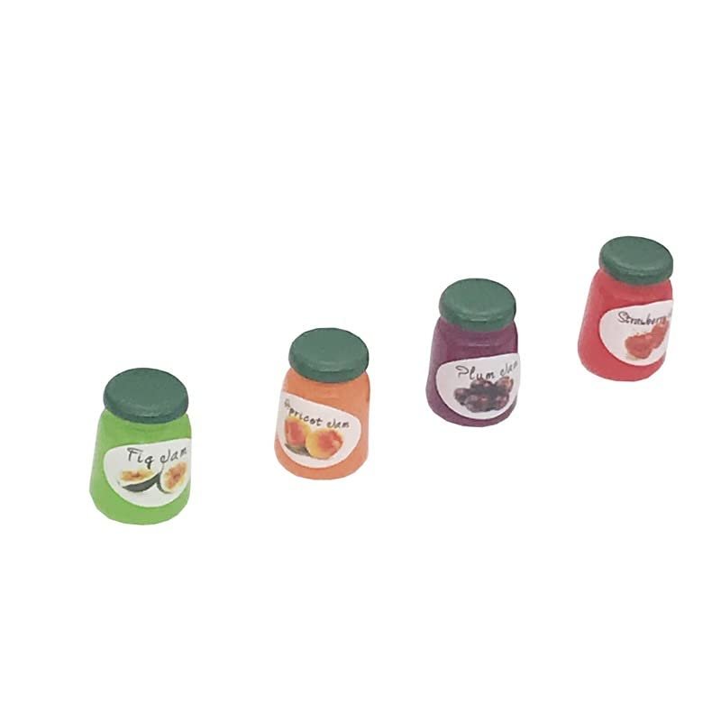 SXFSE Dollhouse Decoration Accessories, 1:12 Dollhouse Ornament 4 Pcs Simulation Kitchen Restaurant Jams