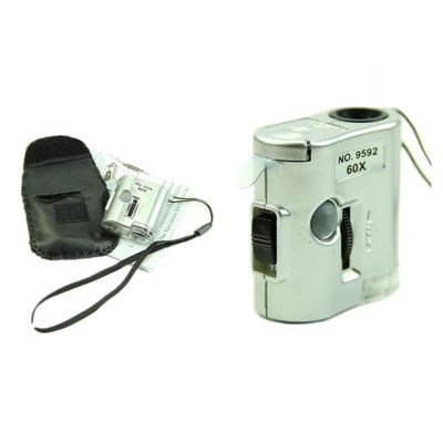 Microscope Accessories Kit 60 X Microscope Illuminated Magnifier Glass with LED Light Microscope Slides