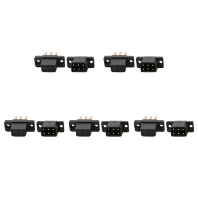 5Pairs JX4 JX6 JX8 MX6 MX10 MPX 4Pin 6Pin 8Pin 10Pin Servo Connector Brass Gold Plated Male Female Plug for Gasoline Turbojet Drone RC VTOL Model Aircraft Boat Car Parts (5pairs Black MX6 Plug)