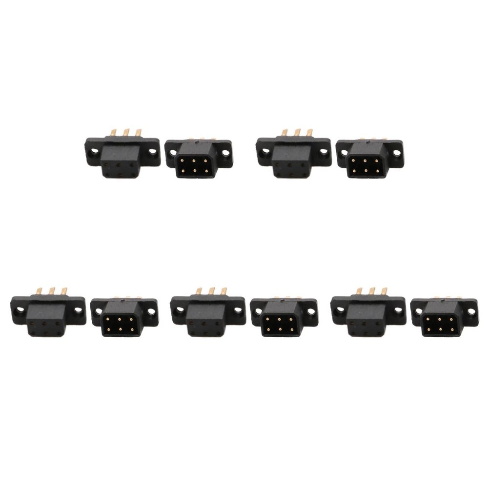 5Pairs JX4 JX6 JX8 MX6 MX10 MPX 4Pin 6Pin 8Pin 10Pin Servo Connector Brass Gold Plated Male Female Plug for Gasoline Turbojet Drone RC VTOL Model Aircraft Boat Car Parts (5pairs Black MX6 Plug)