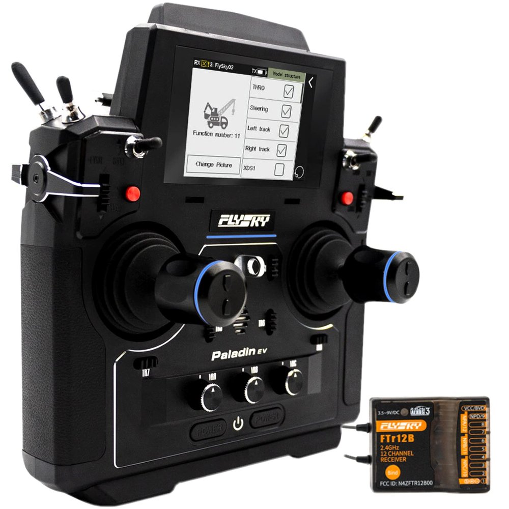 HTLNUZD Flysky Paladin FS-PL18 EV Radio Controlle Transmitter, 2.4G 18Channel 3.5 Inch TFT Touch Screen for RC FPV Boat Car Drone with FTr12B Receiver (FS P18 EV)